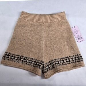 Wild Fable Womens XXS Knit Sweater Shorts Beige‎ Black Fair Isle High Rise New